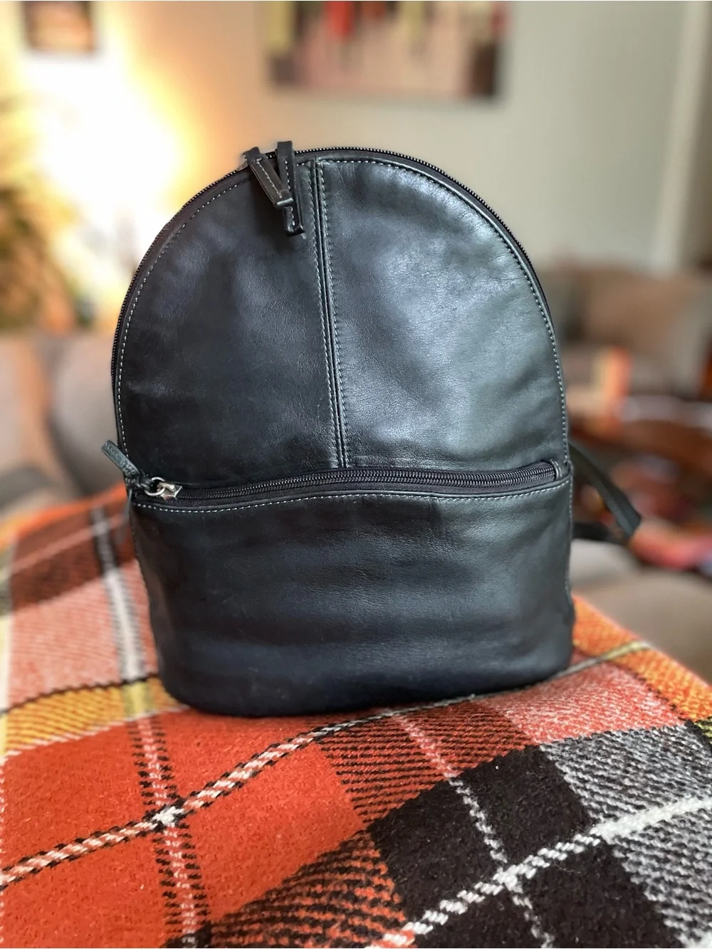 Tignanello Black Leather Backpack